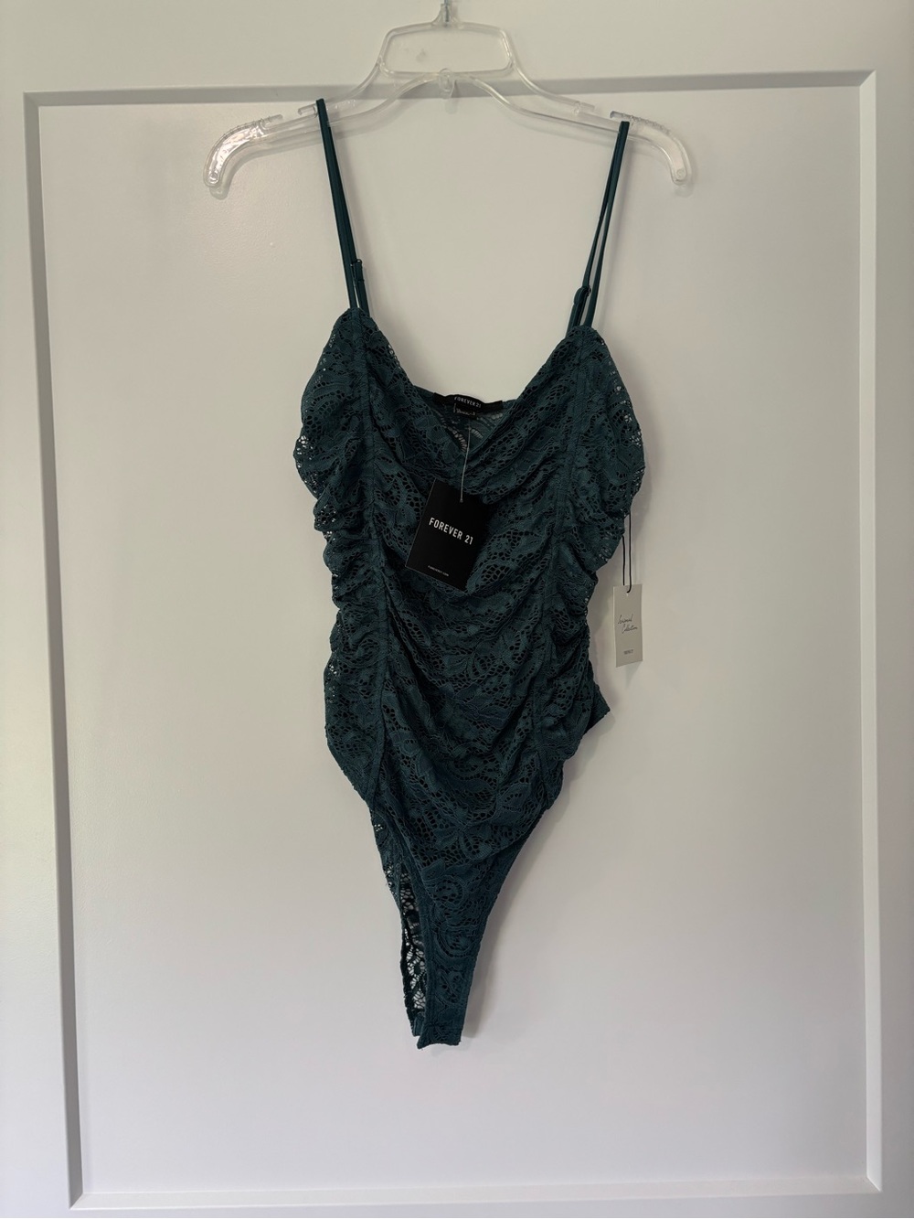 Forever 21 Teal Lace Bodysuit Tank Size Small NWT